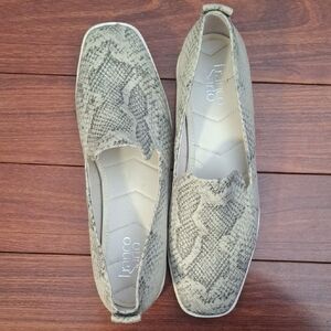 Franco Sarto Snakeskin Pattern Loafers - Cream and Gray